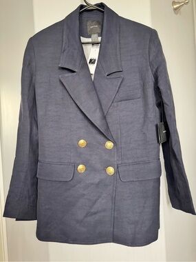 NWT Smythe Navy Double-Breasted Blazer Size M